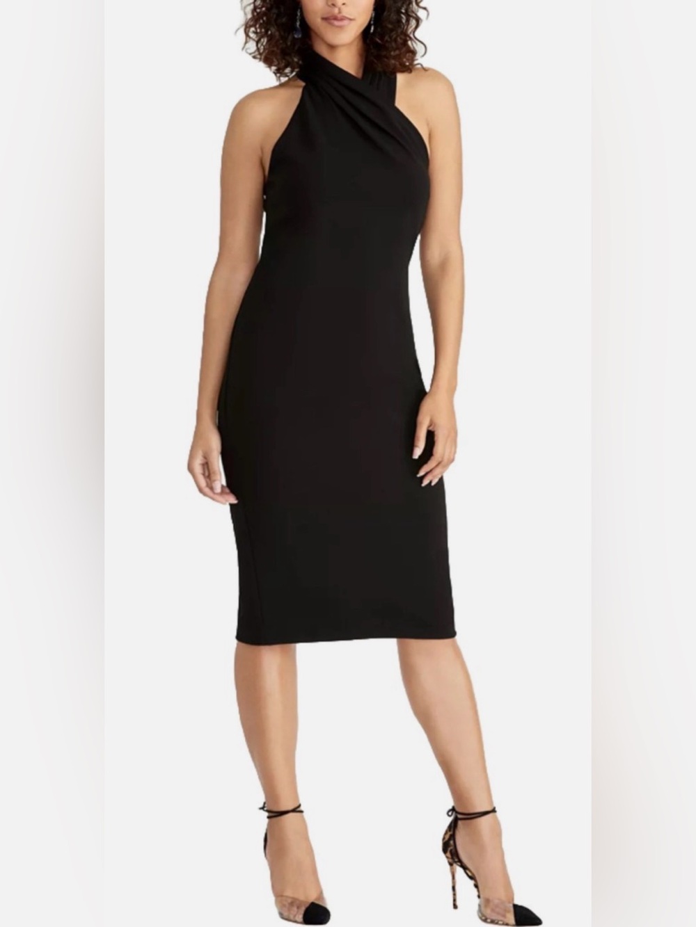 NWT RACHEL Rachel Roy One-Shoulder Black Midi Dress